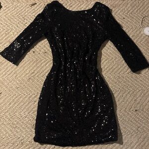 Tobi Black Long Sleeve Sequin Dress